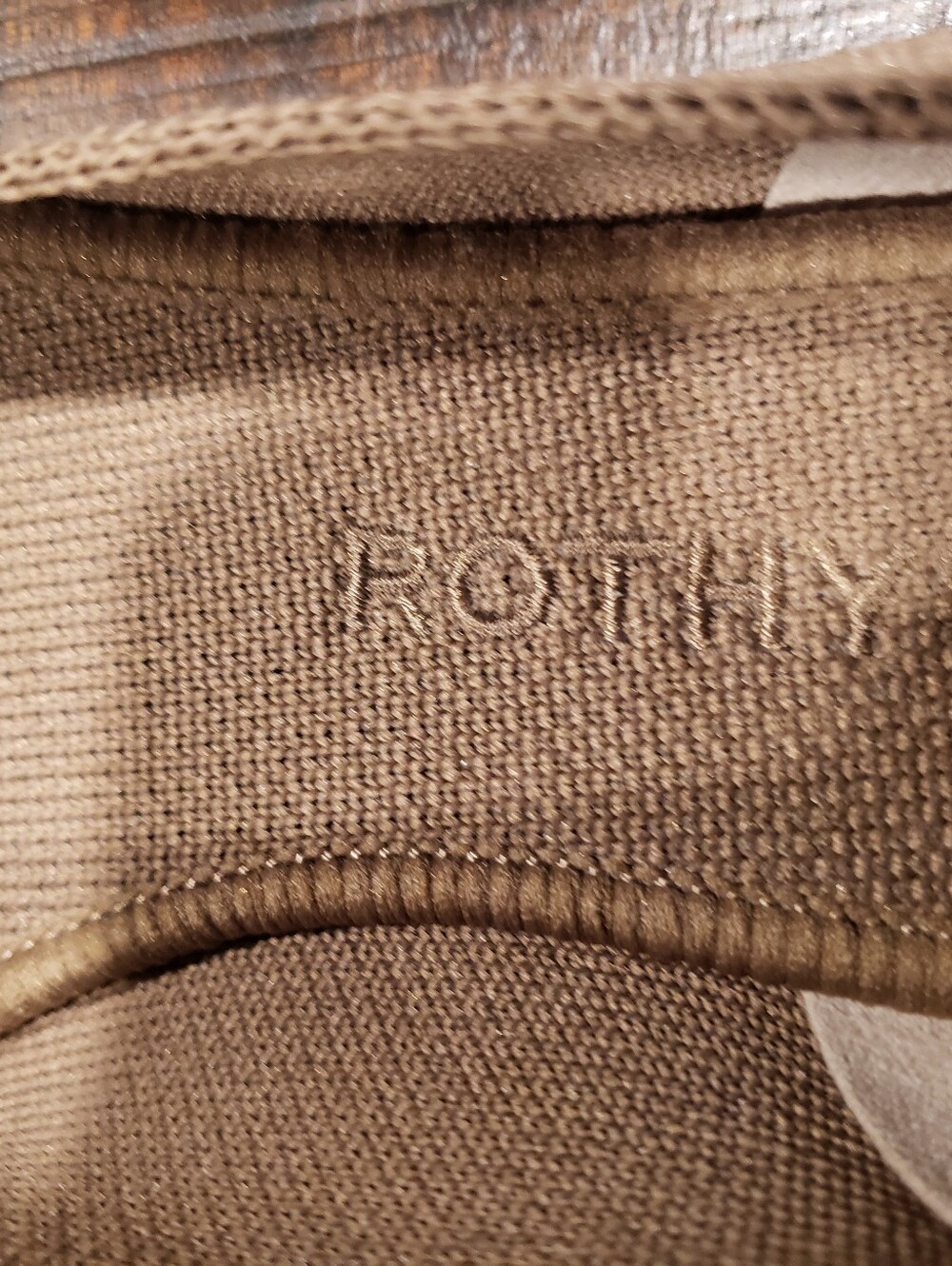 Rothy's Camel Colored Pointed Toe Women’s Flats with Blue Trim - Picture 4 of 5